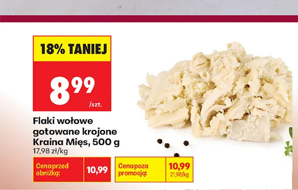 Flaki wołowe gotowane krojone Kraina Mięs promocja w Biedronka
