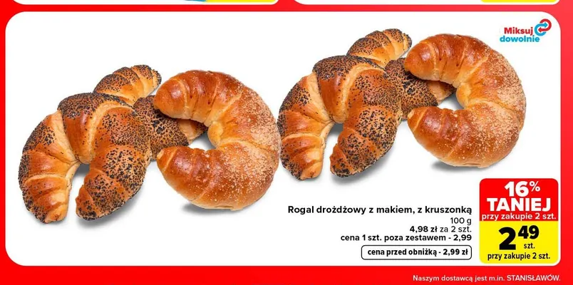 Rogal drożdżowy z makiem promocja w Carrefour Market