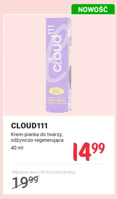 Krem-pianka do twarzy odżywczo-regenerująca CLOUD111 promocja w Rossmann