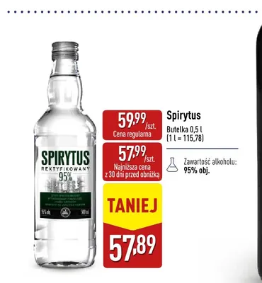 Spirytus rektyfikowany 95% promocja w Aldi