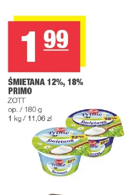 Śmietana Primo Zott 18% promocja w SPAR