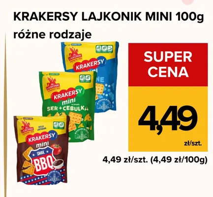 Krakersy Lajkonik mini Ser + Cebulka promocja w Supeco
