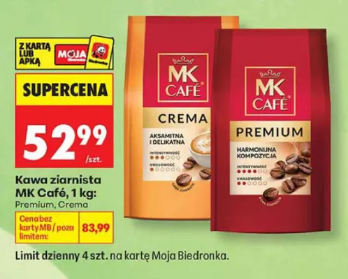 Kawa ziarnista MK Café Crema promocja w Biedronka
