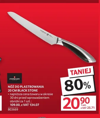 Nóż do plastrowania 20 cm Black Stone Zwieger promocja w Selgros