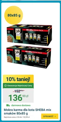 Mokra karma dla kota SHEBA mix smaków 80-pak 85g promocja w ERLI
