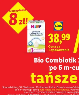 Mleko następne po 6m-cu Bio Combiotik 3 Hipp promocja w Lidl