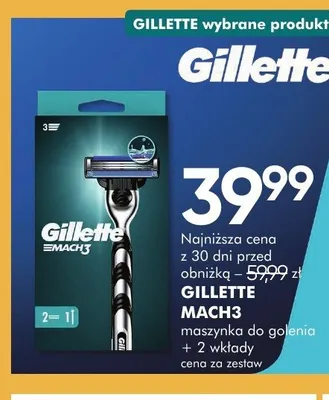 Zestaw maszynka do golenia Gillette Mach3 + 2 wkłady promocja w Super-Pharm