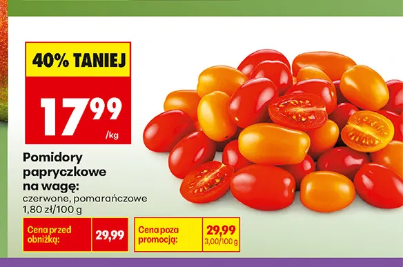 Pomidory papryczkowe czerwone promocja w Biedronka