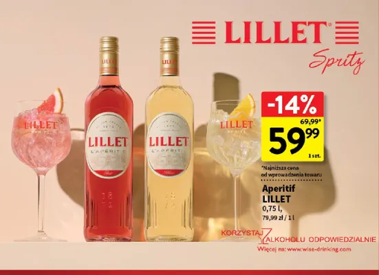 Aperitif Lillet Rosé promocja w Intermarche