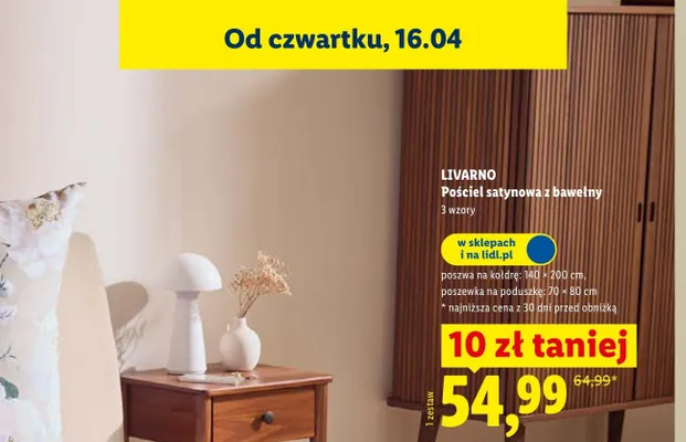 Pościel satynowa z bawełny 140x200 cm promocja w Lidl