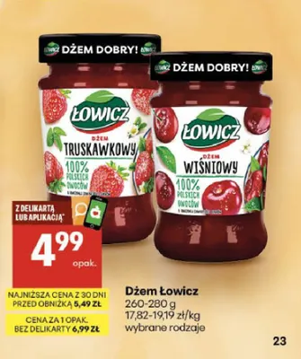 Dżem Łowicz wiśniowy promocja w Delikatesy Centrum