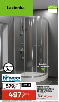 Kabina czarna z brodzikiem ALFA 80x80x198cm promocja w Leroy Merlin
