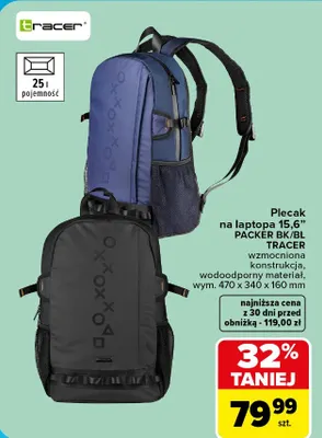 Plecak na laptopa 15,6" Packer BK/BL Tracer promocja w Carrefour