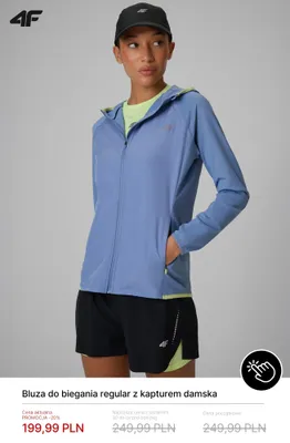 Bluza do biegania regular z kapturem damska 4F promocja w 4F
