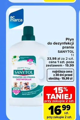 Płyn do dezynfekcji prania Sanytol promocja w Carrefour