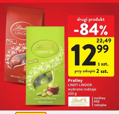 Praliny Lindt Lindor Pistachio promocja w Intermarche