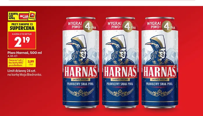 Piwo Harnaś Jasne Pełne promocja w Biedronka