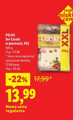 Ser carski w plastrach XXL Pilos promocja w Lidl
