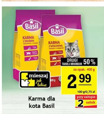 Karma dla kota Basil z wołowiną promocja w Gram Market