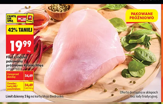 Filet z indyka pakowany próżniowo Kraina Mięs promocja w Biedronka