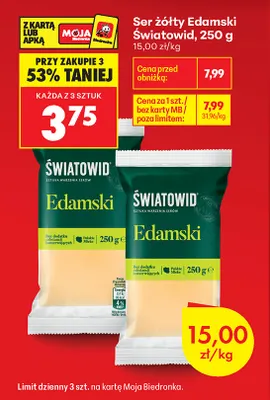 Ser żółty Edamski Światowid promocja w Biedronka