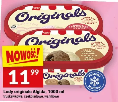 Lody originals algida truskawkowe, czekoladowe, waniliowe promocja w Twój Market