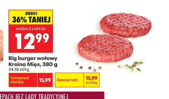 Big burger wołowy Kraina Mięs promocja w Biedronka