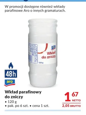 Wkład parafinowy do zniczy Aro promocja w Makro