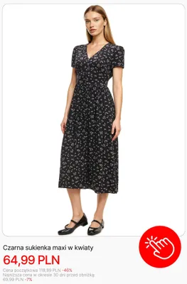 Sukienka damska maxi czarna w kwiaty Cropp promocja w Cropp