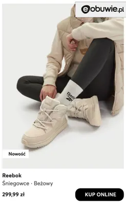 Śniegowce beżowe Reebok promocja w eobuwie.pl