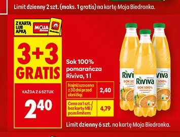 Sok 100% pomarańcza Riviva promocja w Biedronka