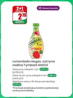 Lemoniada niegazowana cytryna malina Tymbark promocja w Dino