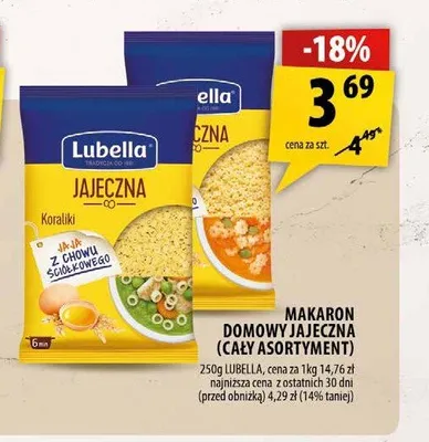 Makaron domowy jajeczna koraliki Lubella promocja w Arhelan