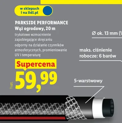 Wąż ogrodowy 20m promocja w Lidl