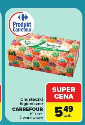 Chusteczki higieniczne Carrefour 2-warstwowe promocja w Carrefour