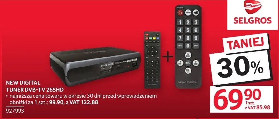 Tuner DVB-T NEW DIGITAL 26GHD promocja w Selgros