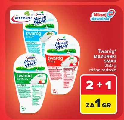 Twaróg tłusty Mazurski Smak Mlekpol promocja w Carrefour
