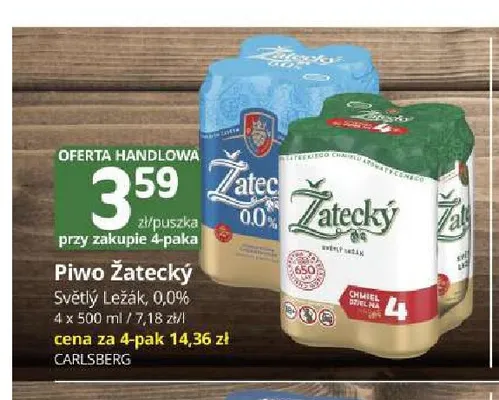 Piwo Žatecký Světlý Ležák 4-pak 500 ml promocja w Marketvita