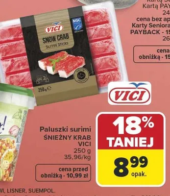 Paluszki surimi śnieżny krab promocja w Carrefour