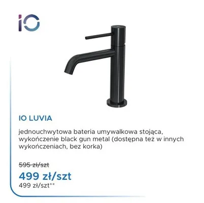 Bateria umywalkowa stojąca IO Luvia black gun metal promocja w Blu Salony Łazienek