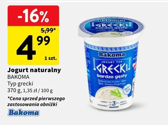 Jogurt naturalny typ grecki promocja w Intermarche