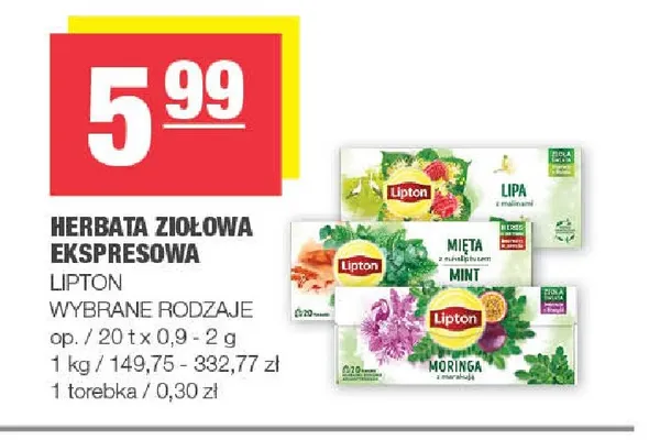 Herbata ziołowa ekspresowa Lipton promocja w SPAR
