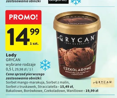 Lody czekoladowe Grycan promocja w Intermarche