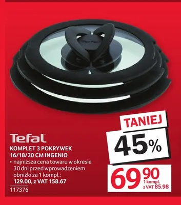 Komplet 3 pokrywek 16/18/20 cm Ingenio Tefal promocja w Selgros