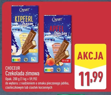 Czekolada zimowa z nadzieniem ciasteczkowym Choceur promocja w Aldi