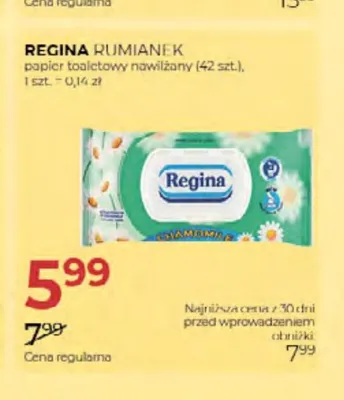Papier toaletowy nawilżany Regina Rumianek promocja w Drogerie Jawa