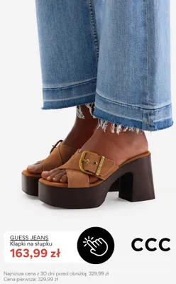 Klapki na słupku Guess Jeans promocja w CCC