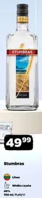 Wódka czysta Stumbras 40% promocja w Netto