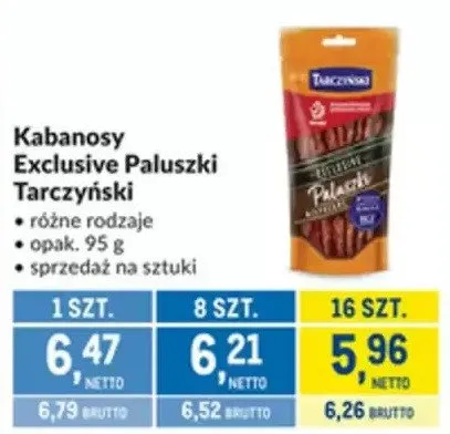 Kabanosy Exclusive Paluszki Tarczyński promocja w Makro