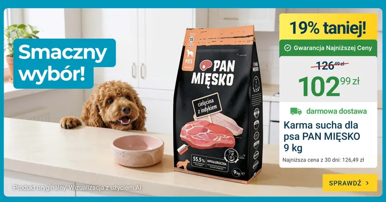 Karma sucha dla psa Pan Mięsko cielęcina z indykiem promocja w ERLI